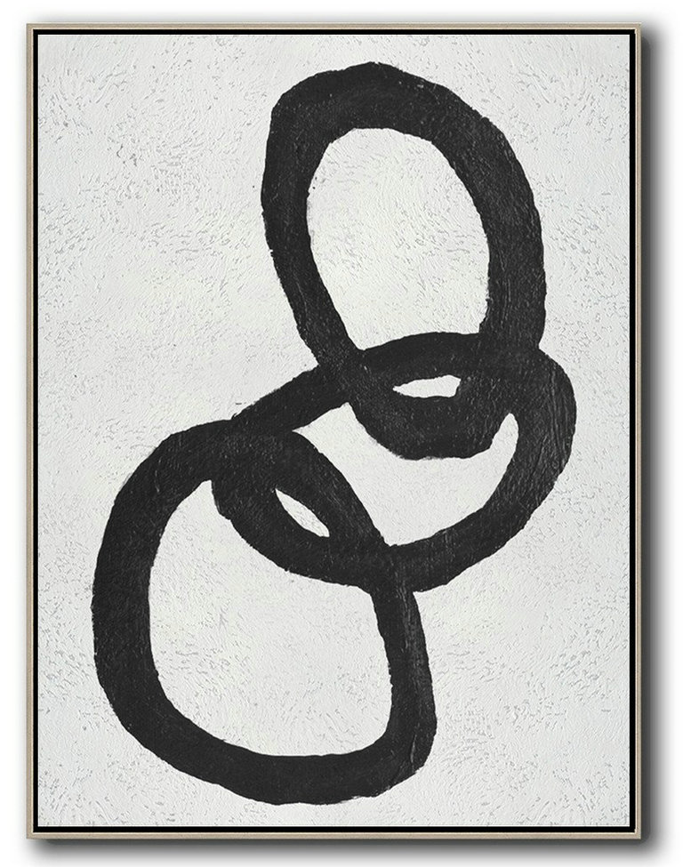 Acrylic Minimailist Painting,Black And White Minimal Painting On Canvas - Original Art Acrylic Painting